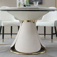 thumbnail image 6 of Montary Round Dining Table,Modern Turntable Marble Dining Table with Lazy Susan,Sintered Stone Tabletop Dining Room Table for 8,White Lotus Terrace Pedestal, 6 of 6
