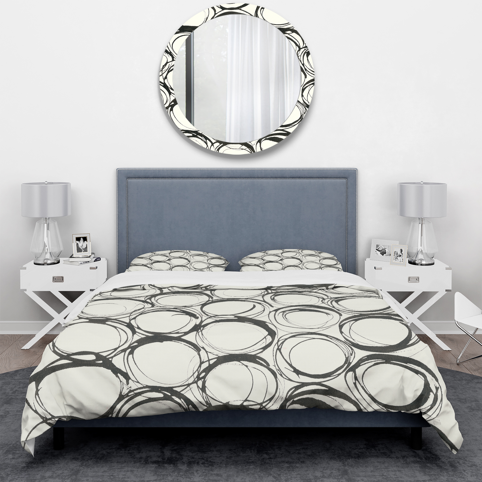 Designart 'minimalist black and white II' Geometric Duvet Cover Set