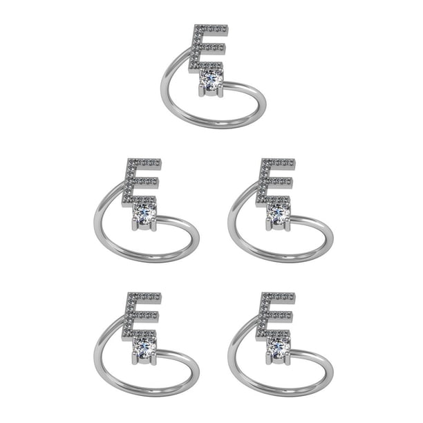 Qarigey Anillo abierto con letras mayúsculas, anillos chapados en diamantes de imitación, joyería decorativa para fiestas de interior y Type2 NO2