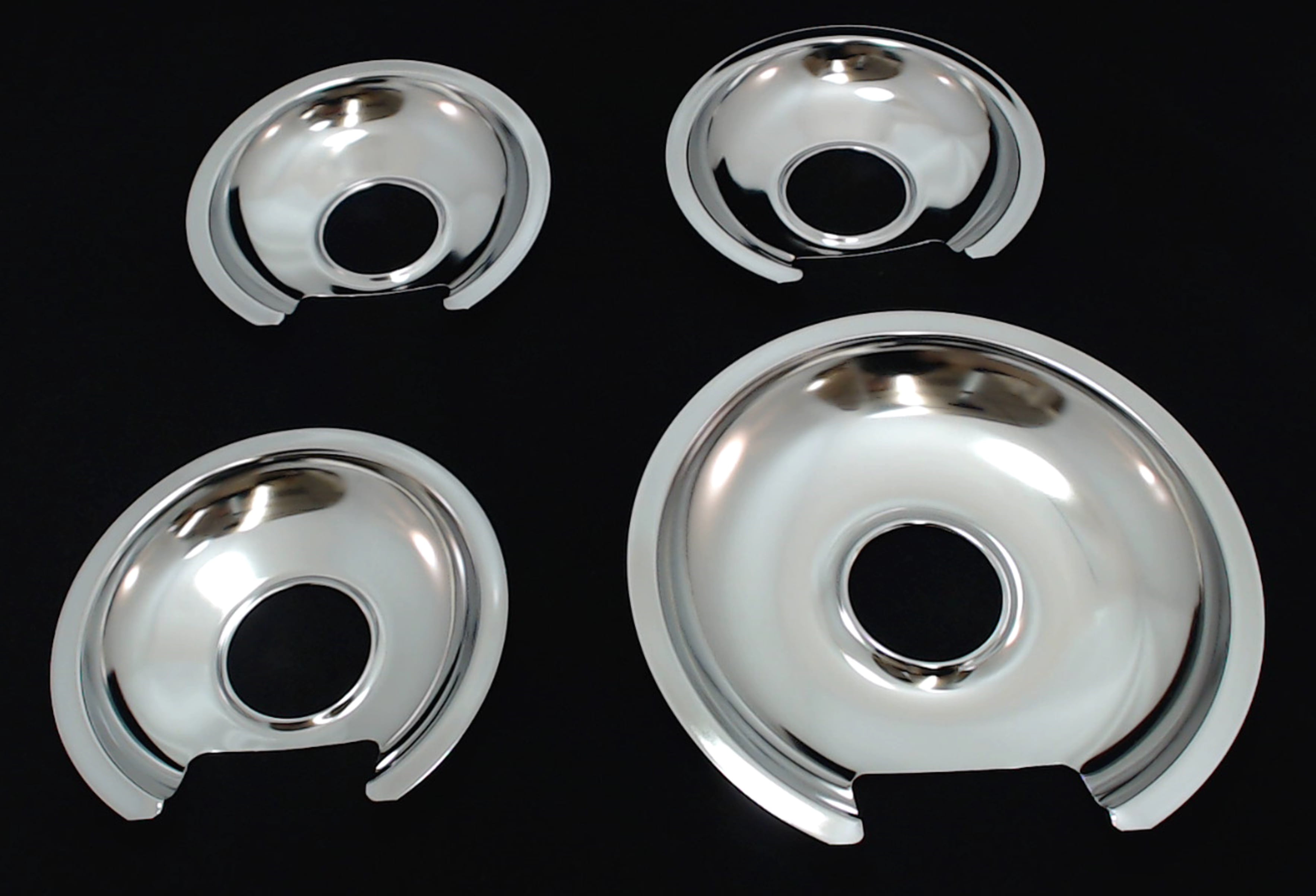 Chrome Burner Pans for General Electric, (3) WB32X10012 & (1