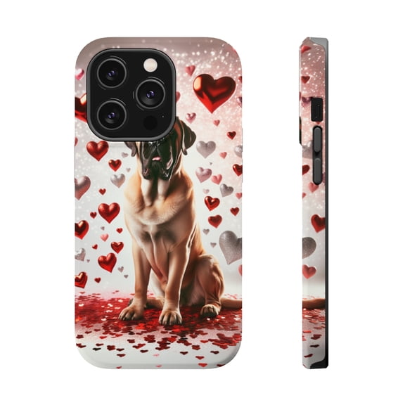 DistinctInk Tough Case for Apple iPhone 13 PRO (6.1" Screen), Compatible with MagSafe Charging - Valentine's Day Mastiff
