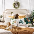 thumbnail image 4 of Phantoscope Pack of 4 Decorative Soft Sherpa and Velvet Printed Throw Pillow Cover with Puppy, Lamp Cushion Covers for Couch Sofa, Green, 18 x 18 inches, 4 of 6