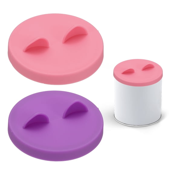 Uxcell Cat Food Can Covers Lids, Dog Food Can Lids with Cute Pet Ears Shaped Silicone Toppers 2.5 Inch, (Lavender/Pink, 2Pcs), Intended for Dog / Cat / Pet Food Cans