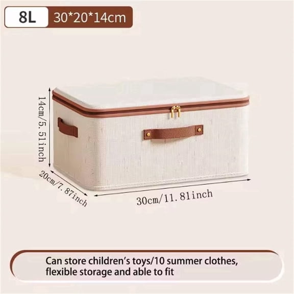 Large Household Storage Box Heavy-duty Hard Shell Cotton Linen Zipper Storage Organizer Box with Lid for Clothes Toys Blankets