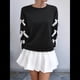 thumbnail image 4 of Blusa de Larga con Lazo Y2K para Mujer - Cuello Redondo Rojo con Lazo Navideño y de Año - Camisa Holgada Extragrande Negro M, 4 of 10