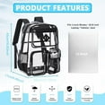 thumbnail image 6 of BinKFF Clear Backpack for School,Heavy Duty PVC Transparent Bookbag for Women Through Backpacks Elementary Laptop Bags for Women Men,Sports,Students,Work,Travel, 6 of 9