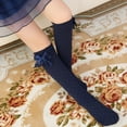 thumbnail image 4 of fnnxnal Girls School Uniform Knee High Socks with Bow, Cotton Breathable, Navy, Sizes 3-4/5-6/7-8,Size 3-4T, 4 of 5