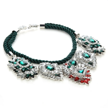 Estate Jewels - Novadab Emerald Estate Duchess Crystal Chandelier Statement Necklace