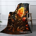 thumbnail image 2 of Joocar Elegant Orange Rose Floral Fleece Throw Blanket For Winter Gift Home Sofa Bed Decoration 50x60 inch, 2 of 5