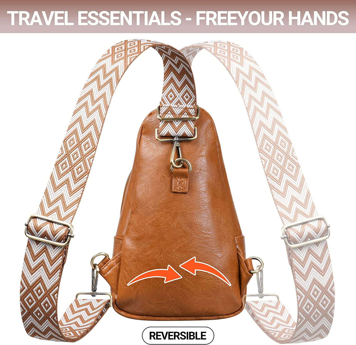 Sling Bag for Women PU Leather Sling Bags for Women Crossbody Fashion Sling Backpack Multipurpose Chest Bag for Women
