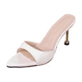 thumbnail image 6 of Xucatan Women's Pointed Toe Mule Heels, Crisscross Strap Patent Leather Pumps, Open Toe Slingback Dress Shoes, Versatile Summer Evening Party Footwear Gift, 6 of 6