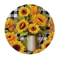thumbnail image 2 of JEUXUS Sunflower Round Tablecloth Spring Summer Flower Black Buffalo Plaid Yellow Floral Decorative Table Cloth with Dust-Proof Resistant Decor for Home Kitchen Dining Room Outdoor Patio, 2 of 7