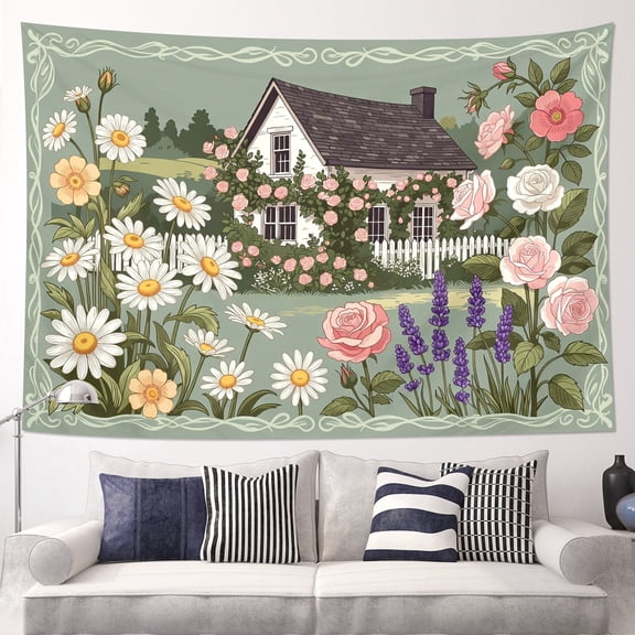 Bohemian Tapestry Wall Hanging,Wildflower Floral Tapestries for Dorm Living Room Bedroom Decor,Boho Wall Art,Sofa Cover,Photo Background,40"x30"