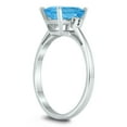 thumbnail image 2 of SZUL Women's Emerald Cut 8X6MM Blue Topaz and Diamond Three Stone Ring in 10K White Gold, 2 of 4