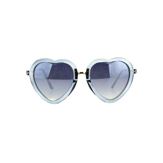 Womens Oversize Valentine Heart Shape Mirrored Sunglasses Blue