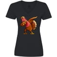 thumbnail image 3 of Inktastic Dabbing Turkey Thanksgiving Women's V-Neck T-Shirt, 3 of 5