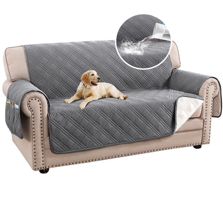 H.VERSAILTEX Non-Slip Slipcover Machine Washable Loveseat Cover Diamond Pattern Water Resistant Furniture Protector Reversible Stain Pet-friendly , Grey