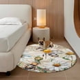 thumbnail image 2 of Round Rugs 3.3Ft, Summer Botanical Round Area Rug Washable Indoor Throw Carpet, White Daisy Botanical Bee Rustic Soft Non Slip Circle Rug for Laundry Room Patio Home Decor Aesthetic, 2 of 8