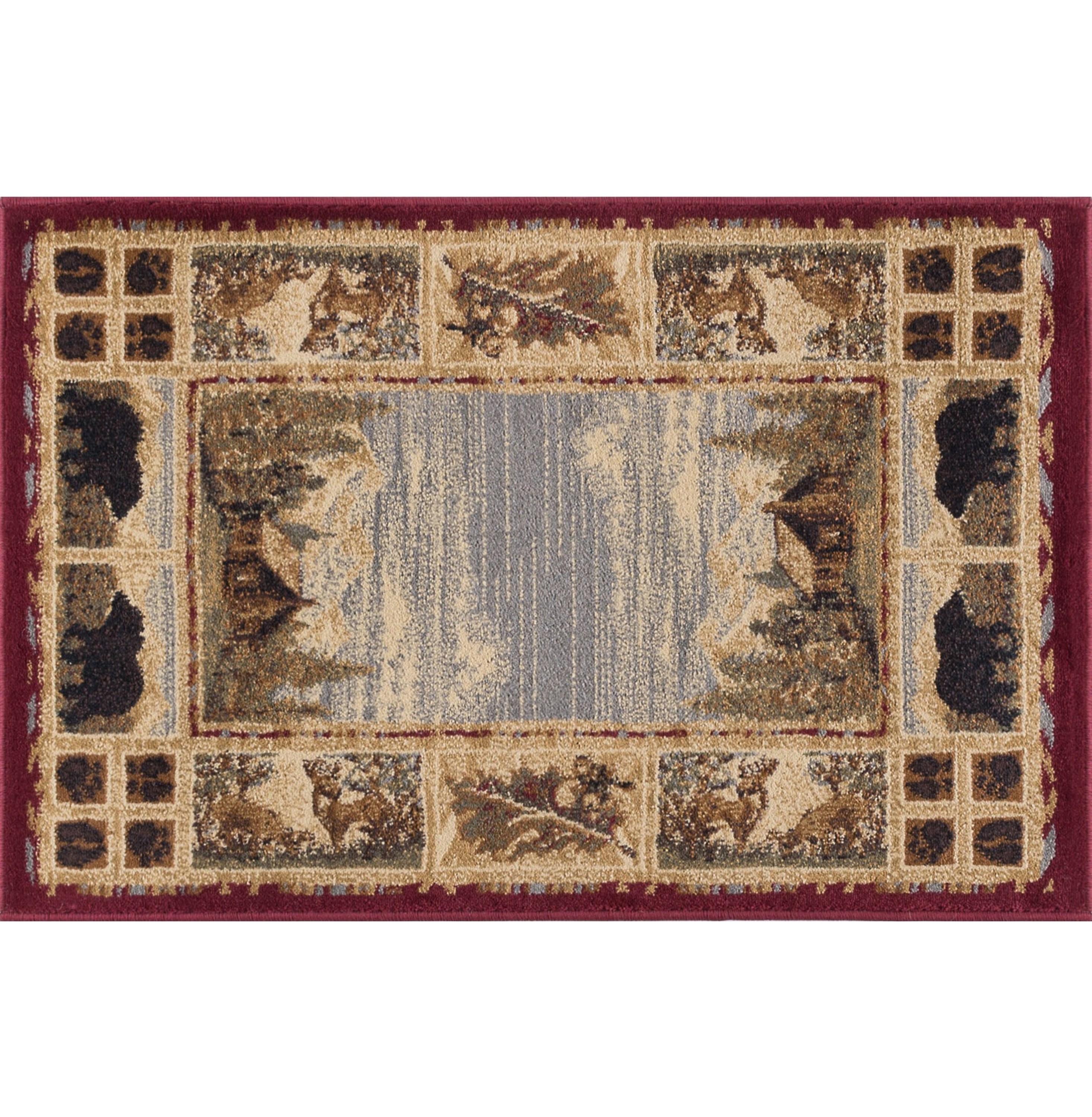 Nature Novelty 2' x 3' Red and Ivory Polypropylene Indoor Area Rug