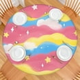 thumbnail image 2 of Pastel Wave Star Pattern Round Fitted Tablecloth with Elastic Edge,Dining Table Cover Waterproof,Outdoor Round Tablecloth for Camping,Dining,Indoor and Outdoor, 2 of 7