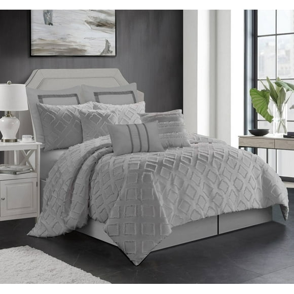 Safdie & Co. Comforter Set 7PC K Marysa Grey