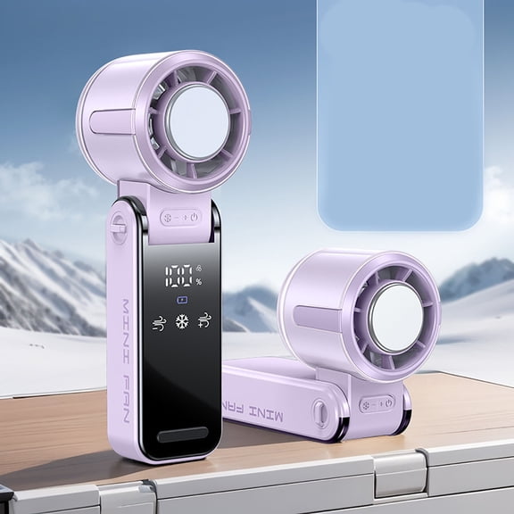 Taicans Portable Handheld Turbo Fan,Handheld Portable Fan with Ice Cooler,Rechargeable Personal Fan,Foldable,High Speeds,Led Display,for Outdoor Activities,Travel,Working Purple