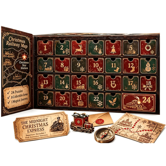 24-Day Mystery Adventure Advent Calendar Collection – 24 Days Christmas Countdown with Clues & Puzzles, Interactive Story Calendar for Mystery Lovers