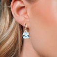 thumbnail image 3 of Gem Stone King 925 Silver and 10K Yellow Gold Sky Blue Simulated Aquamarine and White Moissanite Earrings for Women | 12.46 Cttw | Gemstone March Birthstone | Cushion 12MM, 3 of 6