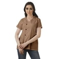 thumbnail image 2 of Moomaya Chemise Tunique Style Enveloppant pour Femmes en Coton Décontracté Col Classique Boutonné, 2 of 6
