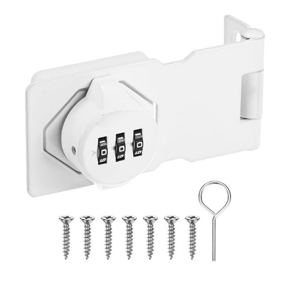 Uxcell Keyless Combination Lock 3.7" Zinc Alloy Mechanical Password Twist Knob Hasp Locks Latch 90/180 Degree Barn Door Lock White