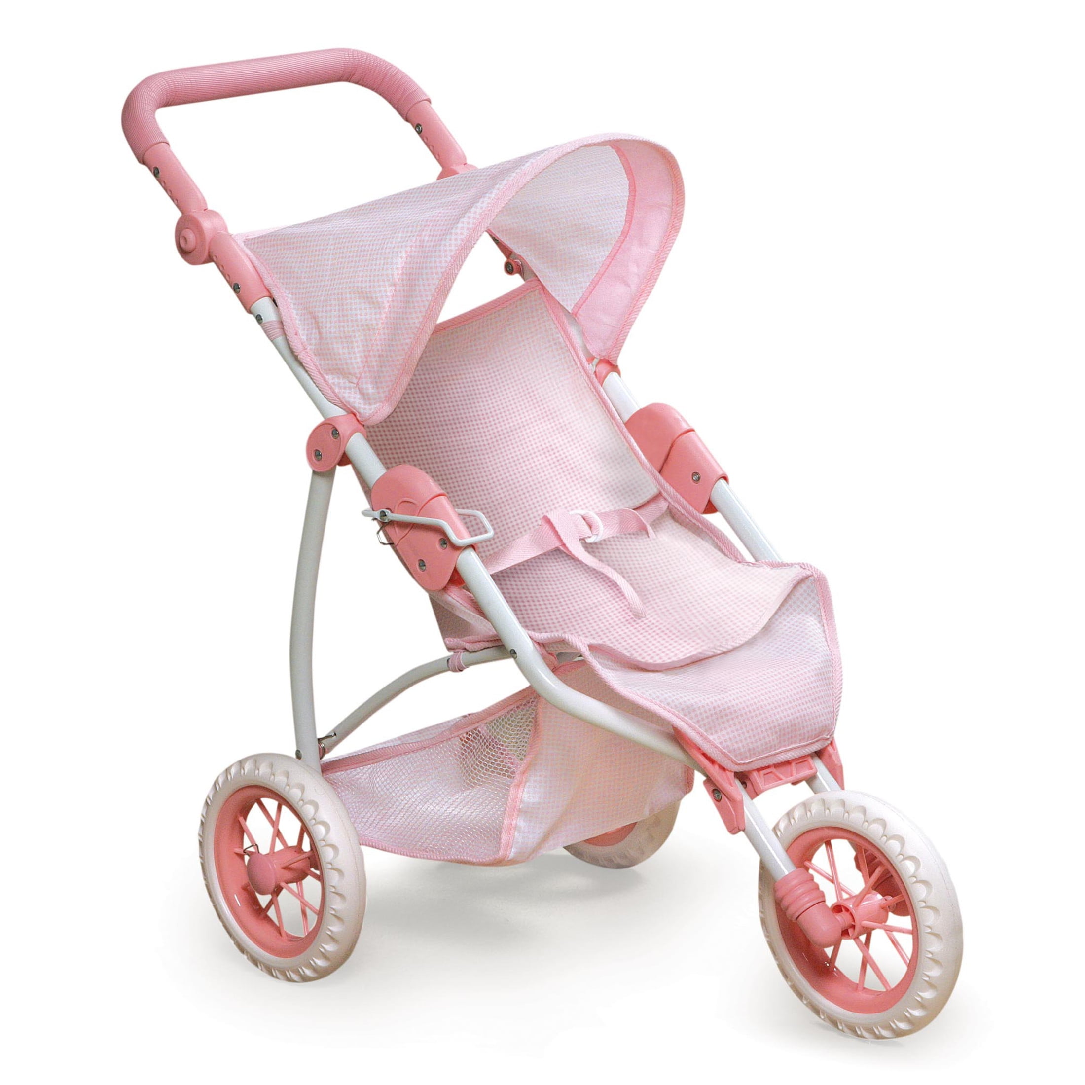 Olivia s Little World Kids Folding Pram Toy Foldable Doll Jogging Style Stroller Pink Gray Walmart