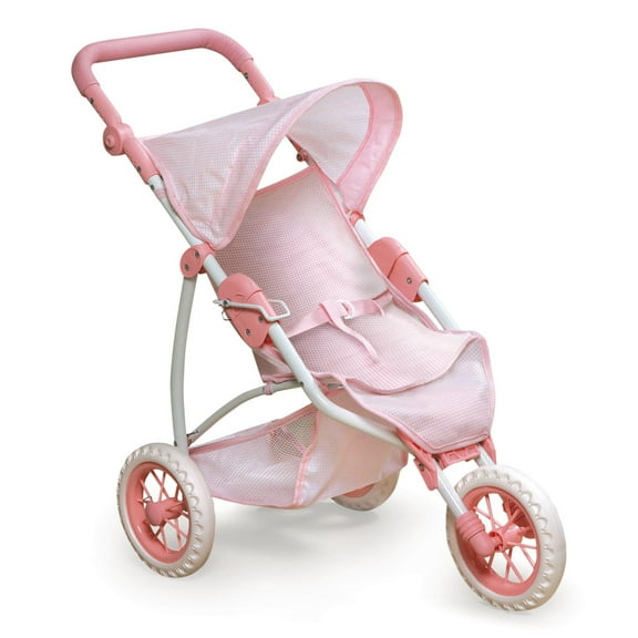 Folding Three Wheel Doll Jogging Stroller - Pink/Gingham