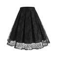thumbnail image 1 of Aayomet Femmes Jupes Rétro Couleur Pure Jupe en Dentelle Tempérament (Noir, XXL), 1 of 5