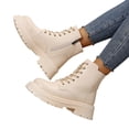 thumbnail image 4 of Willtoo Women’s Platform Combat Boots, Lace Up Side Zipper Chunky Lug Sole Ankle Booties, Anti Slip Comfortable Leather Boots, Fashion Goth Short Boots for Fall Winter, 4 of 5
