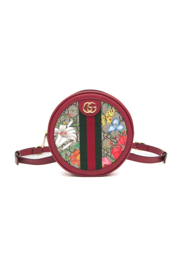 Pre-Owned Gucci Ophidia GG Flora 598661 Women's Coated Canvas,Leather Backpack Beige,Red Color