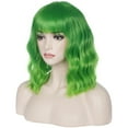 thumbnail image 3 of RightOn 14" Green Wig Short Curly Wig with Bangs Synthetic Wigs Women Girls Ombre Green Wig with Wig Cap, 3 of 4