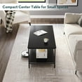 thumbnail image 6 of Black Coffee Table for Living Room Modern Rectangle 2-Tier Coffee Tables with Storage Industrial Wood Center Table Black, 6 of 6