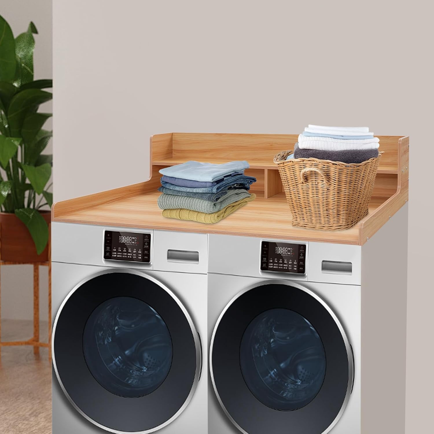 Washer Dryer Countertop, Laundry Machine Countertop with Shelf, Washing Machine Countertop Cover for Laundry Room Bathroom Organization, Extra Laundry Folding Counterspace