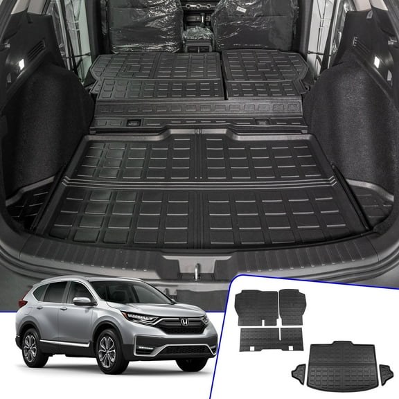 Fit 2023 2024 Honda CRV Cargo Mat Trunk Mat Cargo Liner TPE All Weather Back Seat Cover Protector CRV Fuel (Lower Deck) Accessories (Fit Lower Deck,Backrest Mats Trunk Mat)