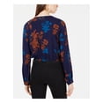 thumbnail image 2 of SAGE Womens Navy Label Printed Tie Hem Long Sleeve V Neck Top S, 2 of 4