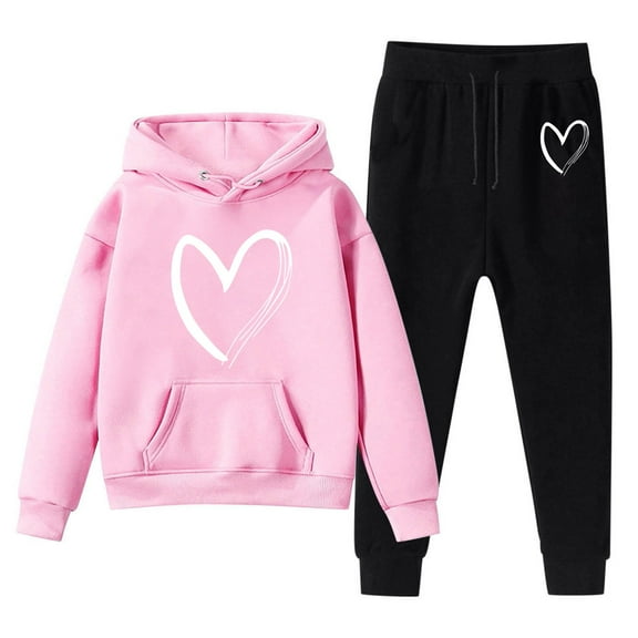 shqvo Kids Sets Clothing for Girls Toddler Letter Print Loose Long Sleeve Hoodie Pullover Sweatshirt Tracksuit Jogger Sweatpants Fall Boy 2 Piece Outfits