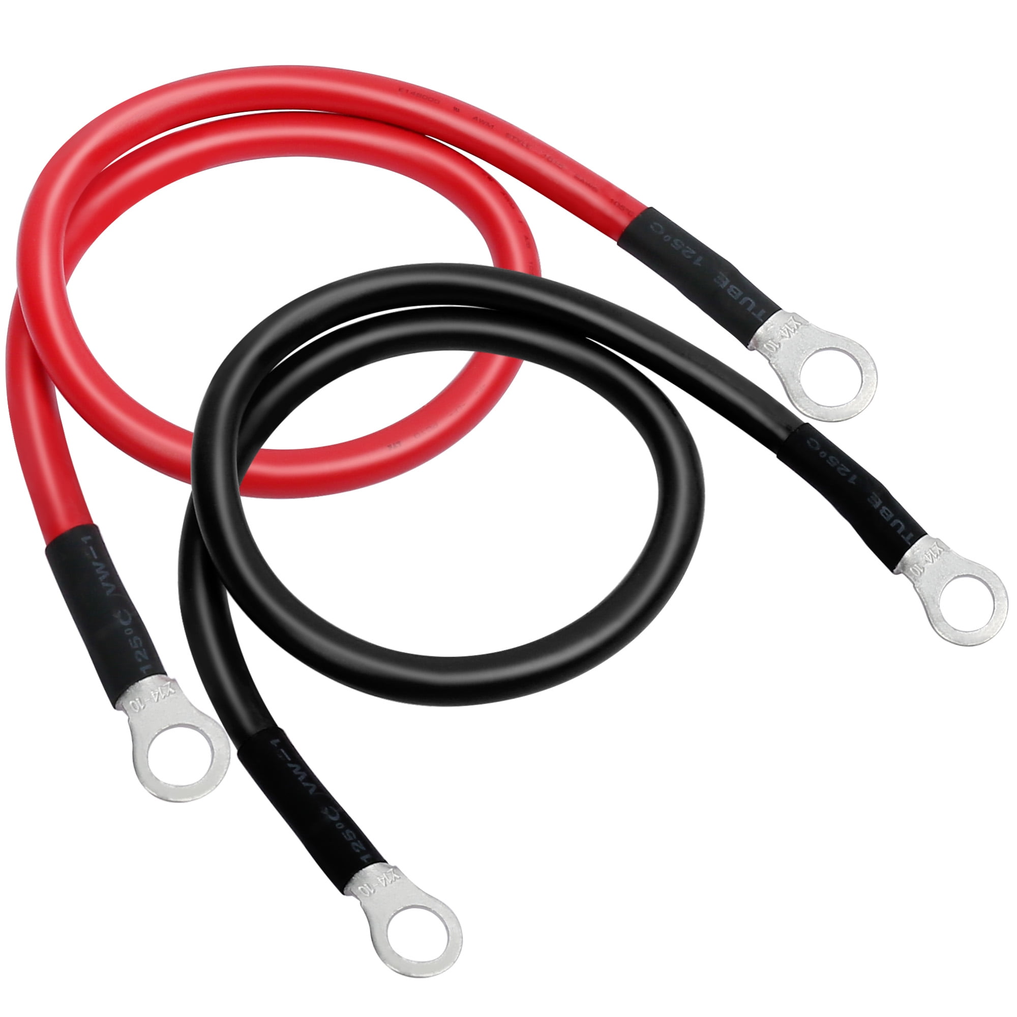 Bolatus 100cm Battery Inverter Cable 12v 25mm² 3AWG Battery Cable Red and Black Auto Battery Leads with Ring Terminals Copper Flexible Wire for Truck Motorcycle Solar RV Marine