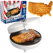 The Great American USA Waffle Maker- Make Giant 7.5" Patriotic Waffles or Pancakes w/ Pride- Electric Non-stick Waffler Iron w/ America Spirit