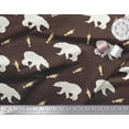 thumbnail image 2 of Soimoi Brown Cotton Duck Fabric Falling Star & Polar Bear Animal Fabric Prints By Yard 42 Inch Wide, 2 of 3
