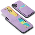 thumbnail image 3 of Case Compatible with iPhone 16 Plus with PU Leather Back + TPU Frame, Card Slot with RFID Blocking Kickstand Classic Slim Fit Phone Cover Designed for iPhone 16 Plus - Purple, 3 of 8