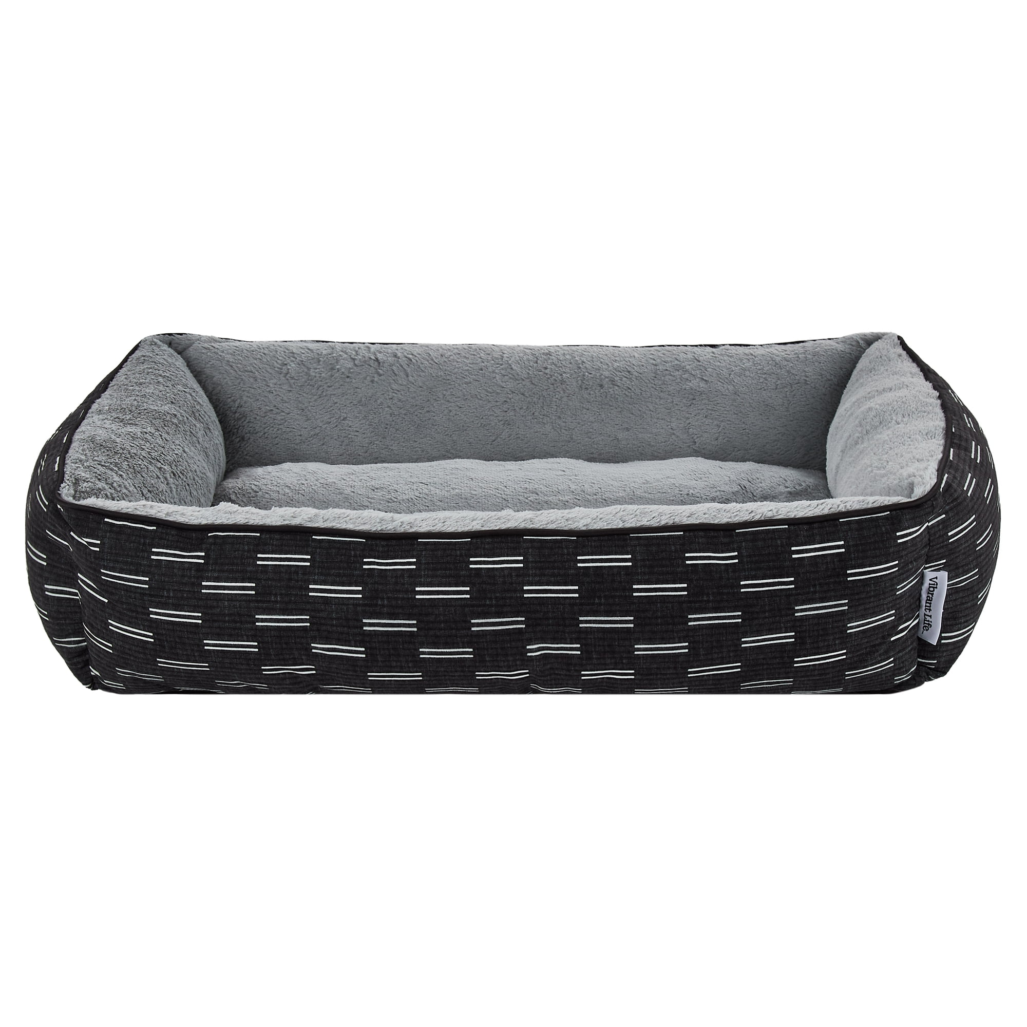 Vibrant Life Large Lounge Style Pet Bed, Black and White, 27" x 36"