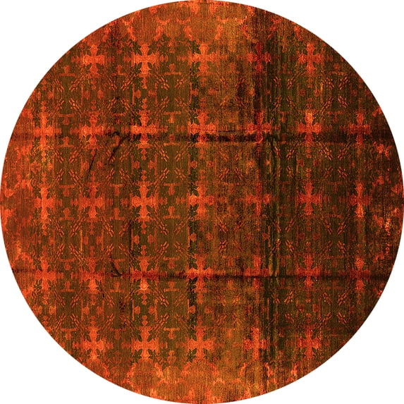 Ahgly Company Indoor Round Oriental Yellow Industrial Area Rugs, 6' Round