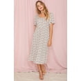 thumbnail image 3 of Ivory Ditsy Floral Butterfly Sleeve Square Neck Midi Dress, 3 of 6