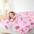 thumbnail image 4 of Feelyou Princess Pink Bowknot Queen Comforter Set, Cartoon Strawberry Bedding Sets, Teens Kids Girls Women Reversible Bedding Comforter Set, Ultra Soft Bedroom Decor, 3 Pieces, 4 of 8