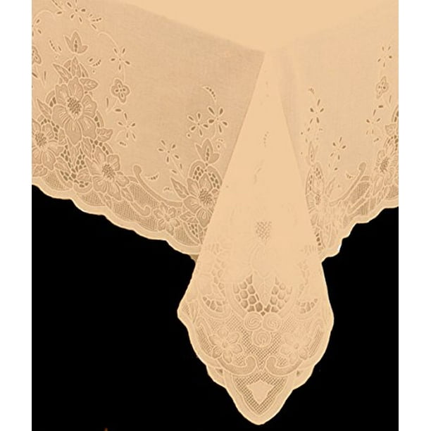 Tablecloth, heavy vinyl lace with full vinyl backing, easy care (60x104